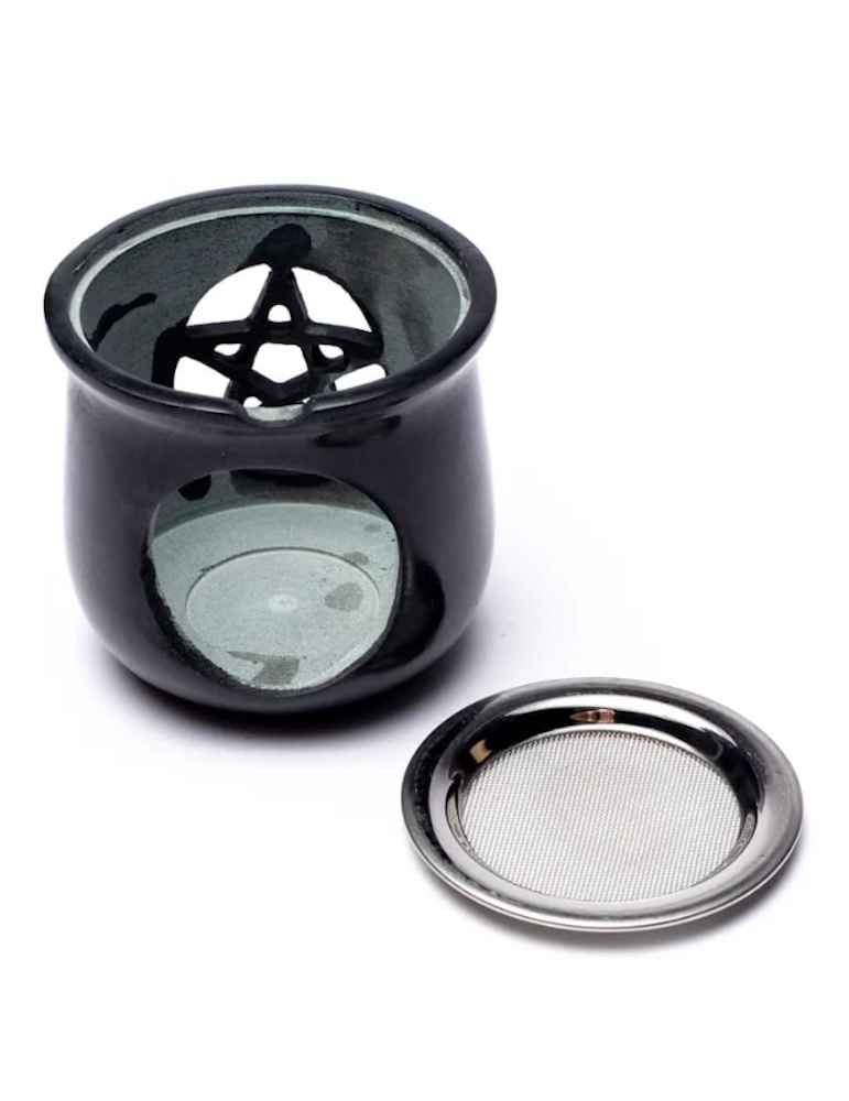 Ciotola Brucia Incenso Wicca In Pietra Saponaria Con Pentacolo E Sassolini Bianchi – Diametro 10 Cm - 4