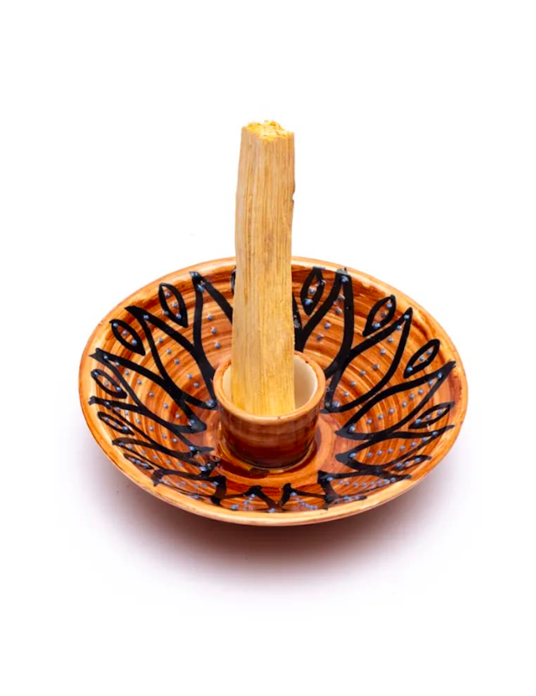 Porta Incenso In Ceramica Palo Santo: Bruciatore Per Aromaterapia 14 Cm, Adatto Per Bastoncini, Coni E Salvia, Design Elegante Fatto A Mano, Regalo Per Meditazione